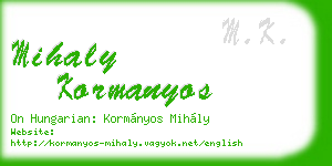 mihaly kormanyos business card